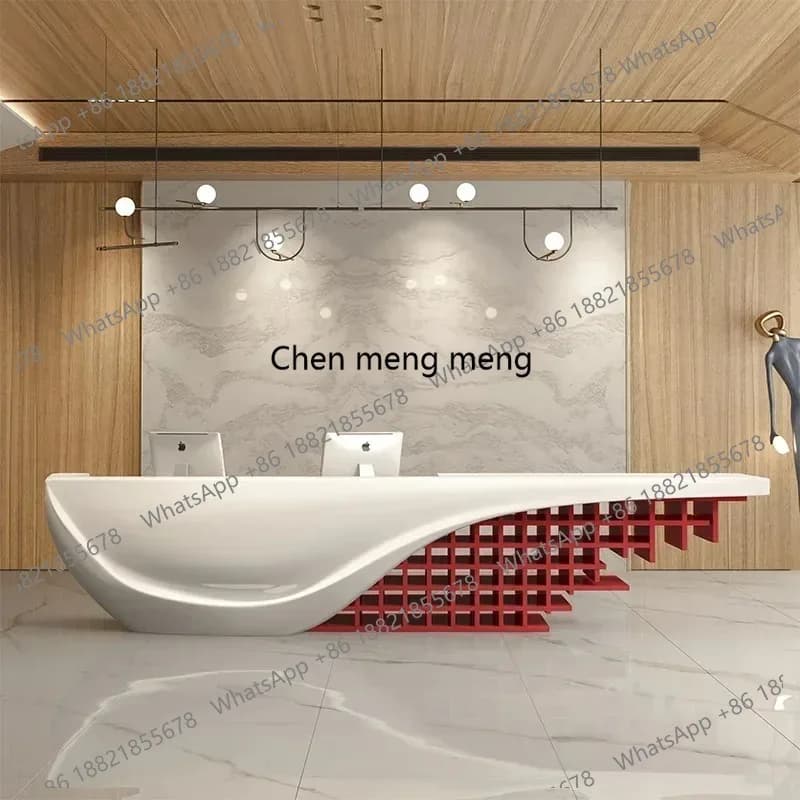 Bancone Reception con Armadietto per Salone, Centro Clienti, Officina Cosmetica, Arredamento 180CM
