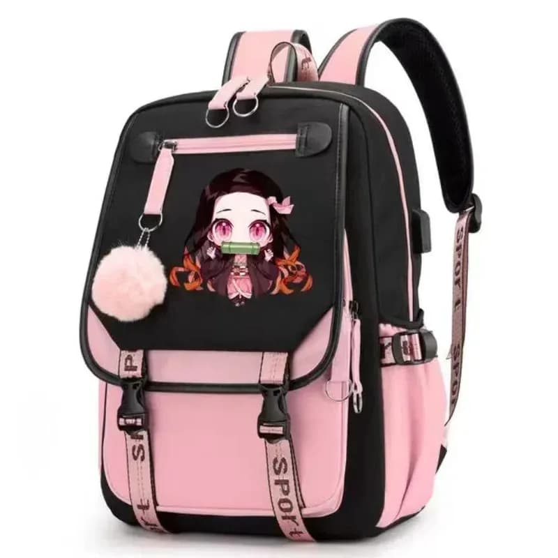 Anime Kamado Nezuko Demon Slayer Cosplay Borsa da scuola per studenti unisex Zaino Cartoon Bookbag Zaino da viaggio per laptop Borsa da esterno