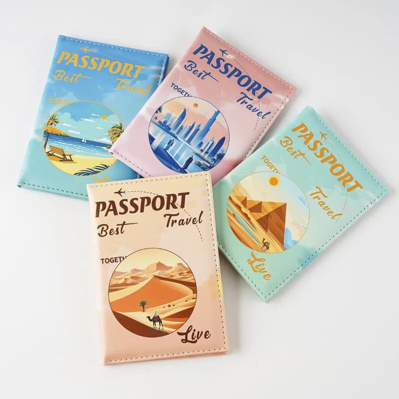 Porta Passaporto in Pelle PU con Stampa Vibrante, Sottile e Impermeabile, Organizzatore per Documenti di Viaggio, Accessori da Viaggio