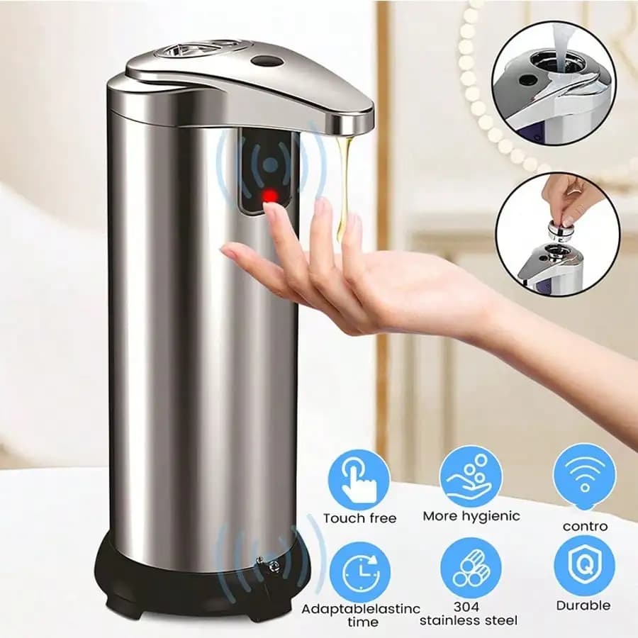 Dispenser di sapone manuale automatico a doppio uso senza contatto da 11,16 Oz per cucina e bagno