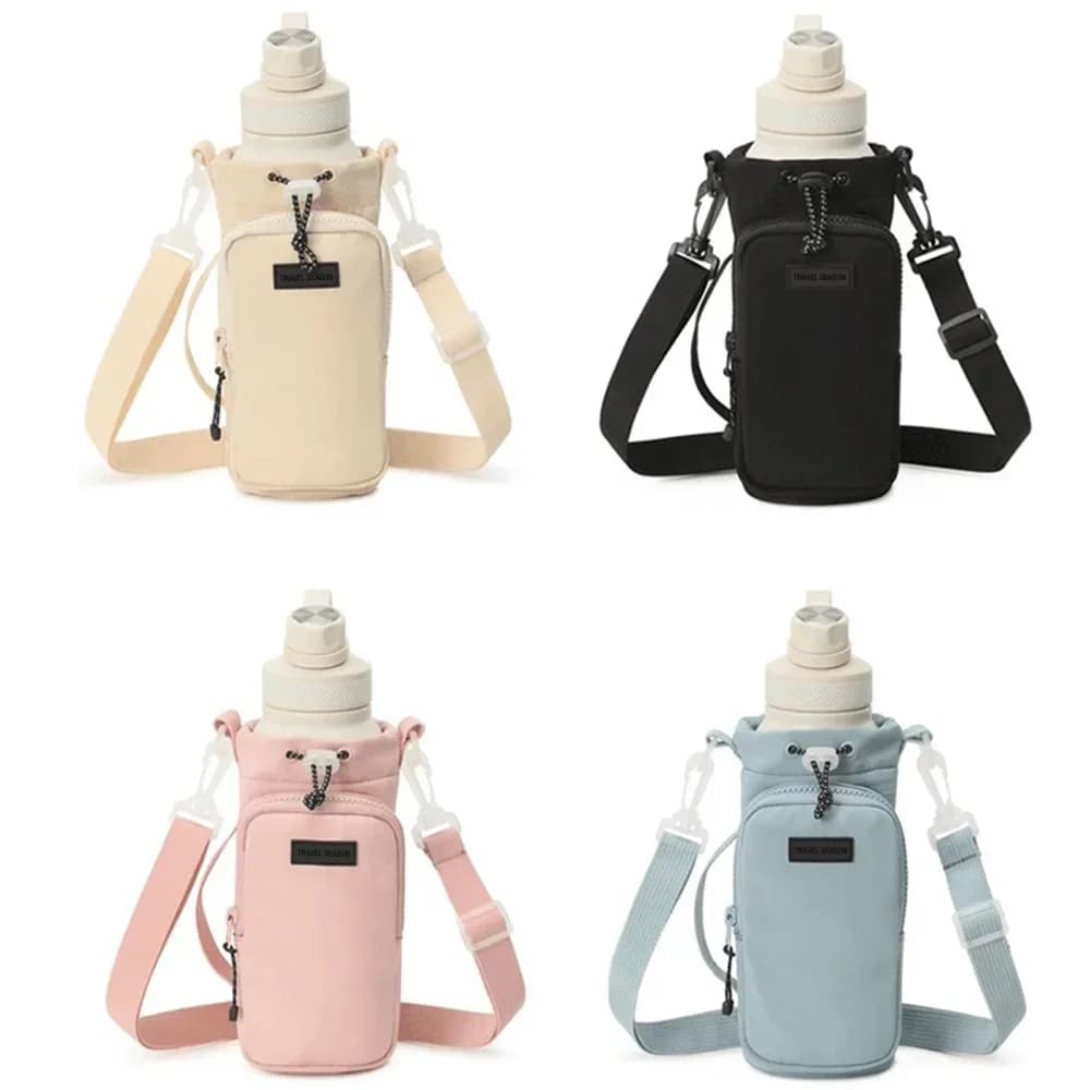 Portable Water Bottle Bag with Adjustable Shoulder Water Bottle Case for Walks, Hiking, Camping, Gym