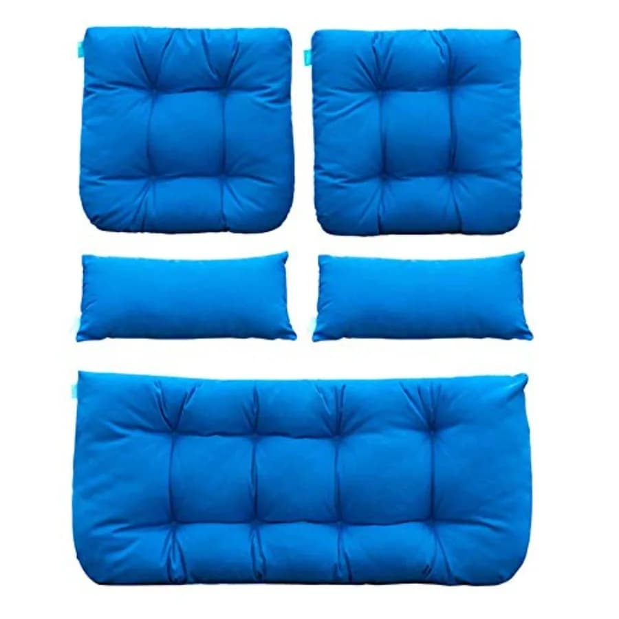Cuscini per sedili in vimini per patio esterno Divanetto di gruppo/Due orecchie a forma di U/Due cuscini lombari per mobili da giardino Divanetto in vimini Panca Portico