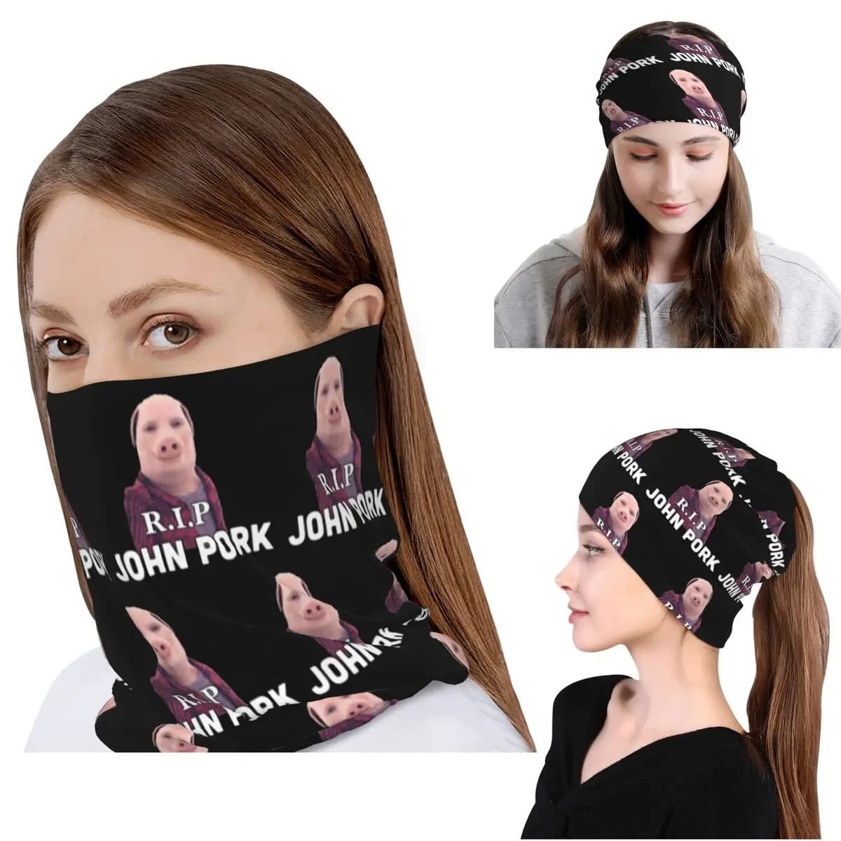 RIP John Pork Bandana Copricollo Maschera Sciarpa Multiuso Balaclava Berretto Cappello Unisex Adulto Traspirante