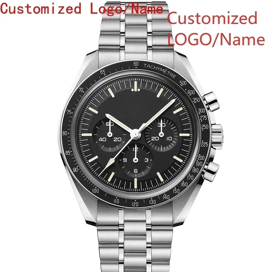 Orologio Personalizzato DONGge Store, Orologio Meccanico Automatico da Uomo in Ceramica Luminosa, Cinturino in Pelle Bianco e Nero, Vetro Zaffiro 42mm