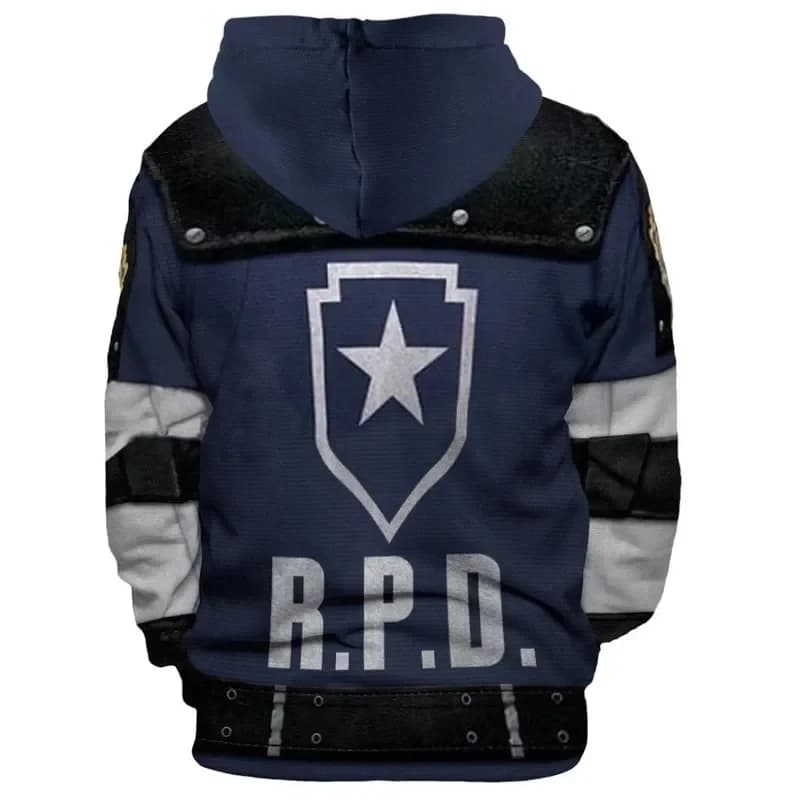 Nuovo Costume Cosplay Resident Evil 2: Giacca con Cappuccio di Leon Scott Kennedy, Felpa con Cerniera per Halloween