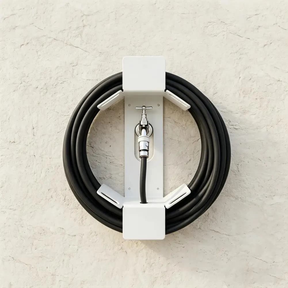 Supporto da Parete per Tubo da Giardino in Metallo, Gancio Porta Tubo Acqua Resistente per Esterni