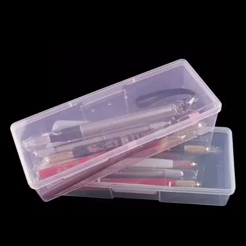 1 pc plastic storage box Nail Art rectangle nail rhinestone brush pen Buffer rectification file container case transparent empty box