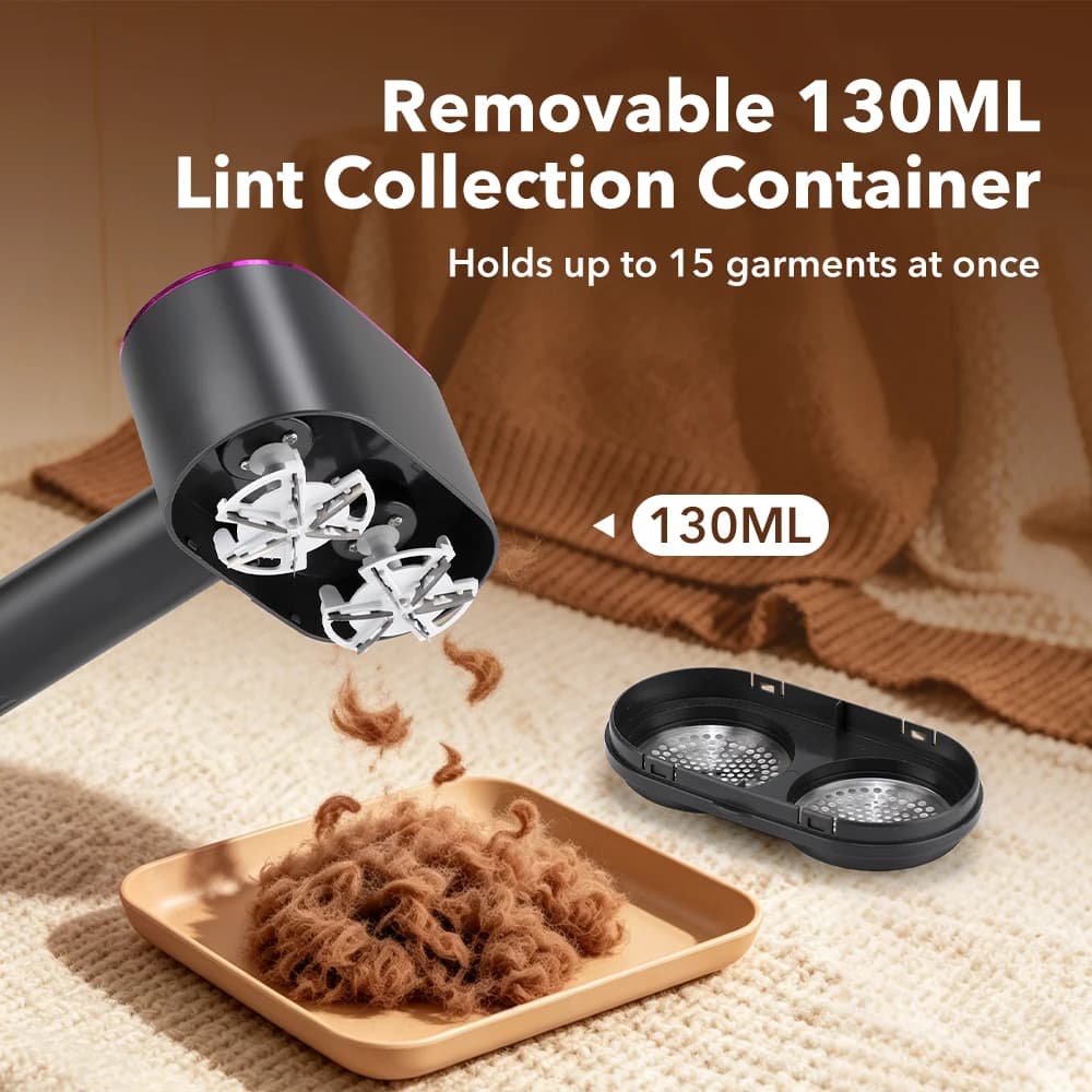 Fabric Shaver Lint Remover, Rechargeable Dual-Head Clothes Shaver with 12 Stainless Steel Blades, 5 Speed Settings, LED Display