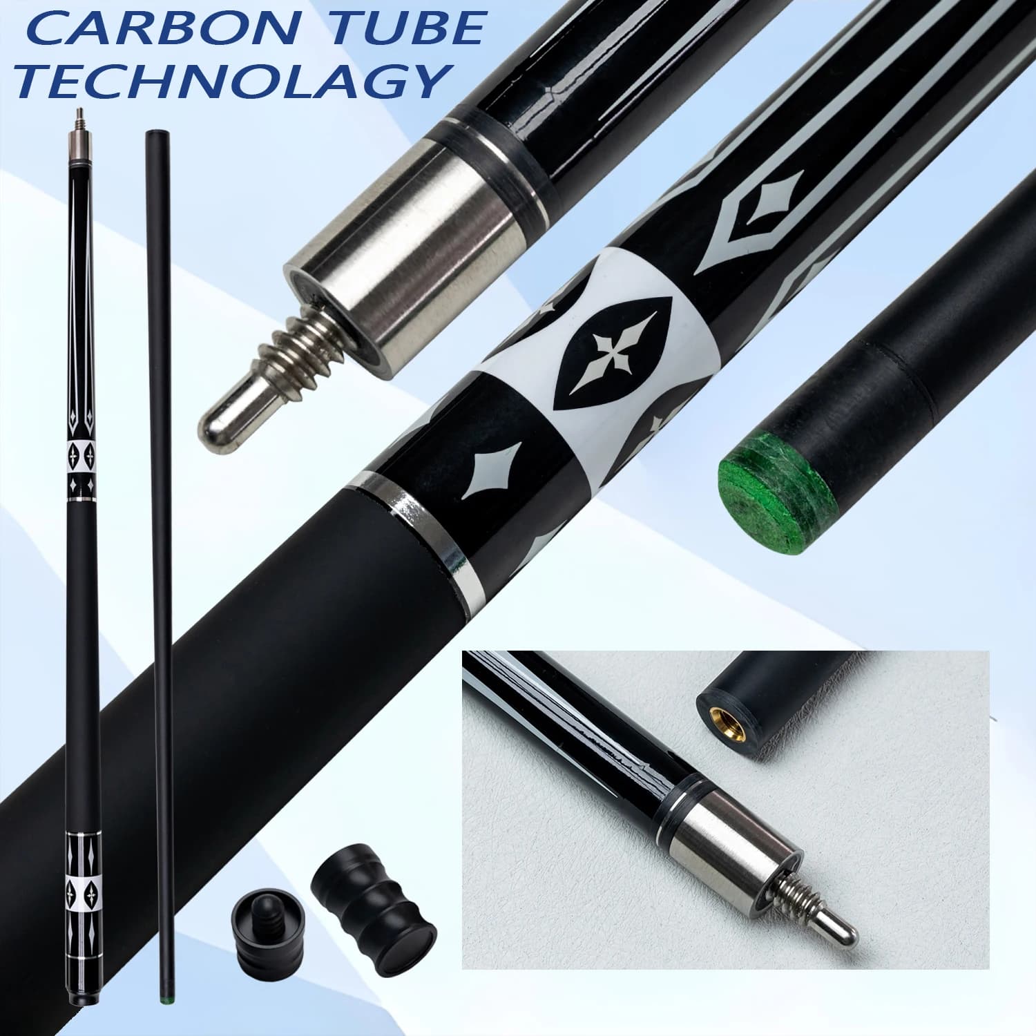 Set di borse per stecca da biliardo in carbonio ad alte prestazioni 12.5mm punta grande personalizzata privata per giocatori pazzi di precisione avanzata regalo muslimah