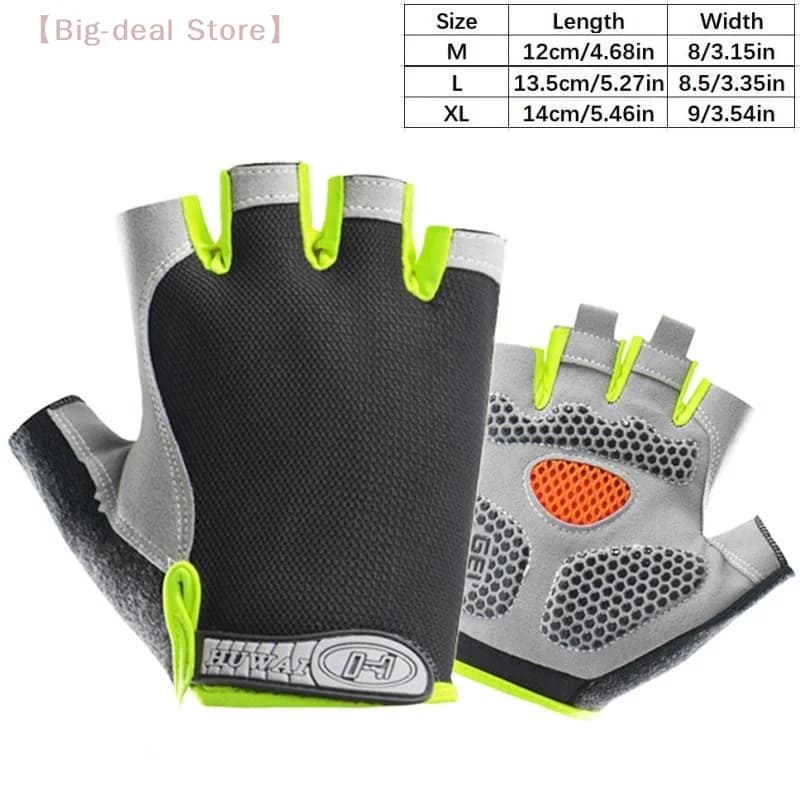 【M】Half Finger Cycling Gloves Men Women Anti Slip Shock Breathable Summer Bicycle Fingerless Sports Gym Training Bike