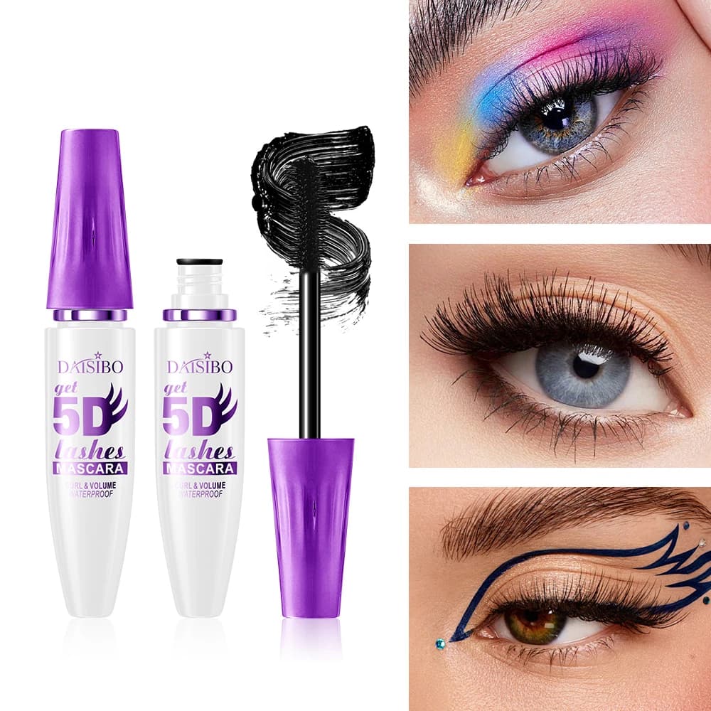 DAISIBO Mascara impermeabile, resistente al sudore, non appiccicoso, arricciato, trucco duraturo, leggerezza, trucco da viaggio portatile