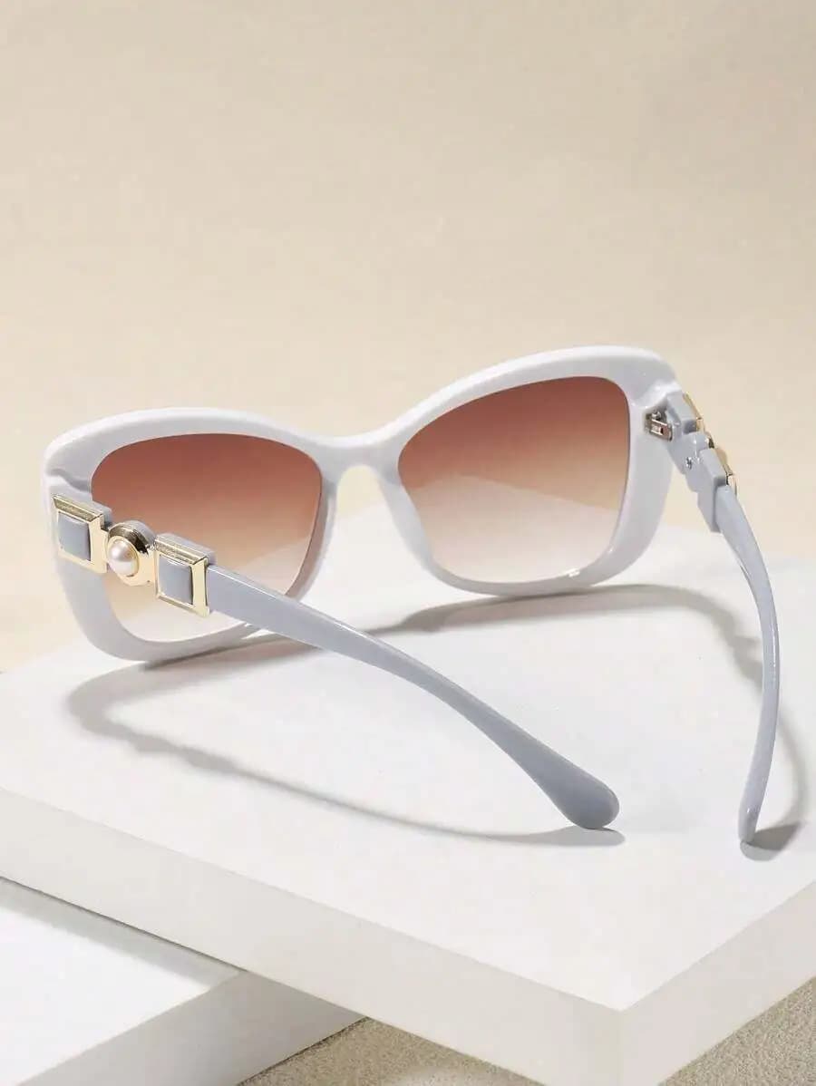 Pearl-Inspired Acrylic Cat-Eye Fashion Glasses, Basic Style For Autumn And Winter, Suitable For Both Business And Casual Wear.