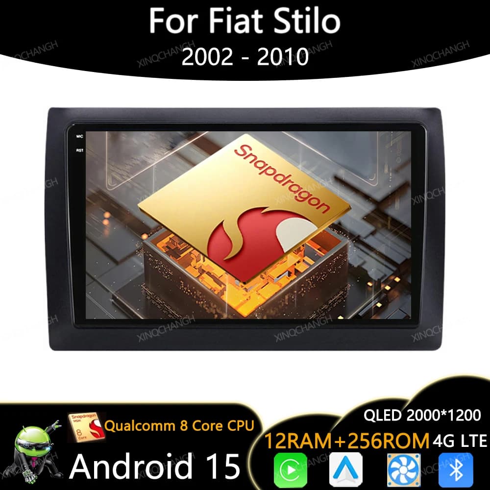 Android 15 Autoradio Per Fiat Stilo 2002 2003 2004 - 2010 Carplay Auto GPS Lettore Video Multimediale QLED 4G LTE 5G WIFI BT 2DIN