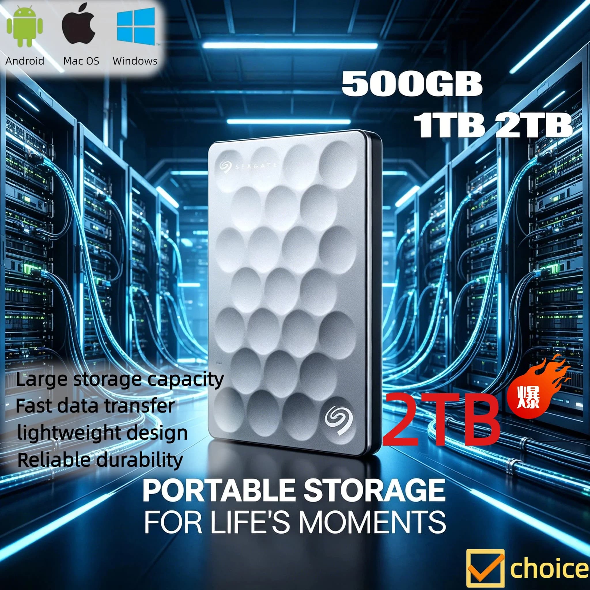 OEM per Seagate Ultra High Speed, HDD Esterno Portatile da 2,5 Pollici USB 3.0, Espansione di Memoria per Laptop, Notebook, PC Max