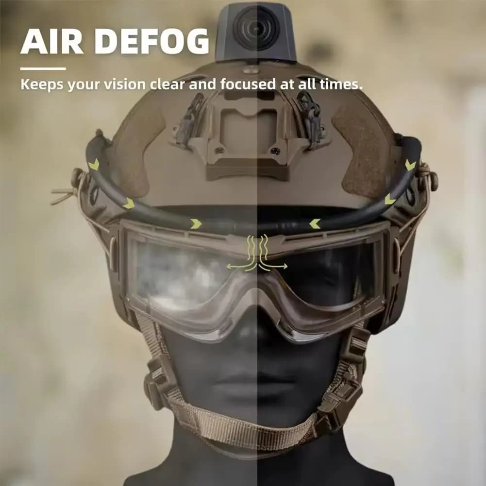 Occhiali tattici Defogger Disappannamento Ventola Kit antiappannamento per Airsoft Tiro Motocross Alpinismo Occhiali di protezione Sci M P0J6