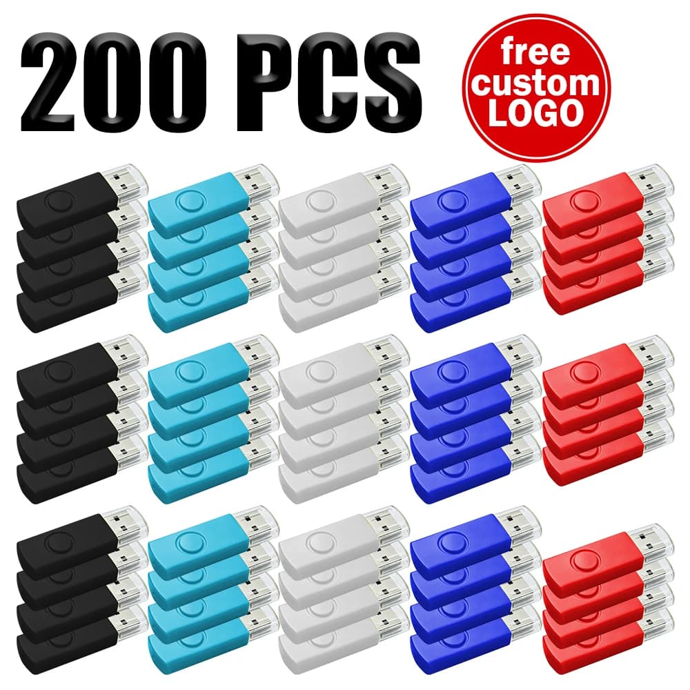 200 pezzi/lotto Chiavetta USB in metallo con logo personalizzato gratuito, memoria flash da 64GB 32GB 8GB 4GB, pen drive USB 2.0 da 128MB 512MB