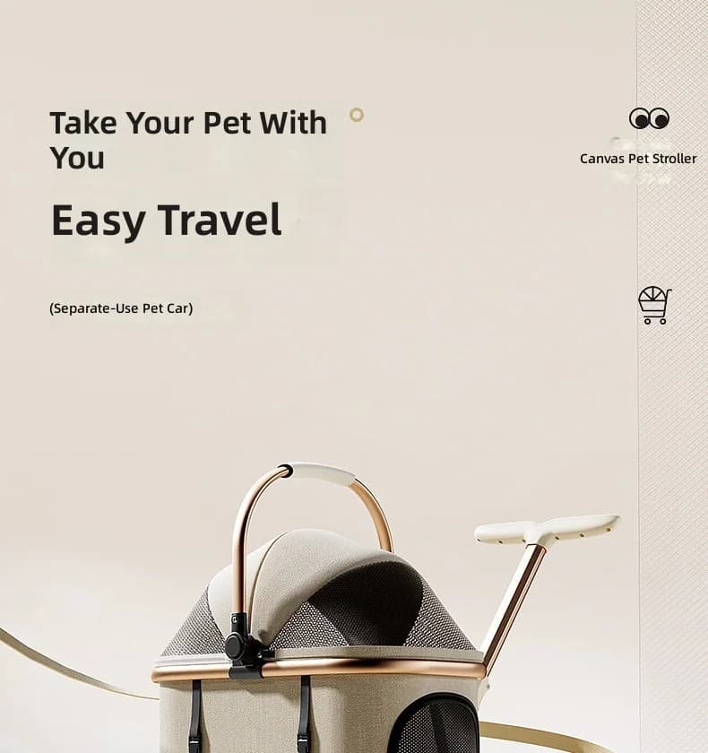 Pet Stroller, Foldable Detachable Lightweight Aluminum, Stylish Multi-Function for Cats and Dogs, Portable Pet Carrier
