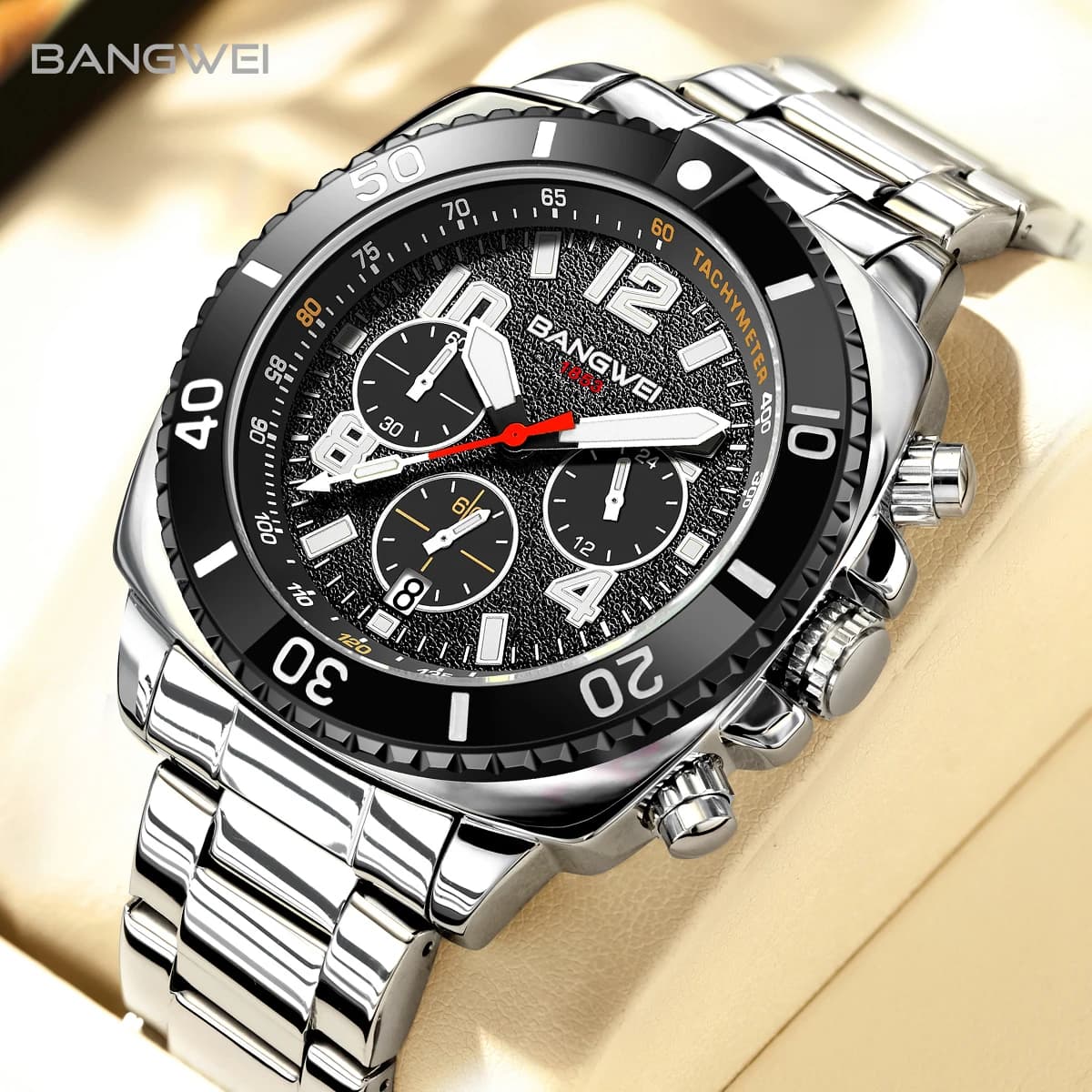 Orologio da Uomo LIGE di Lusso, Movimento al Quarzo, Impermeabile, Cinturino in Acciaio Inox, Data Automatica, Luminoso, Stile Casual