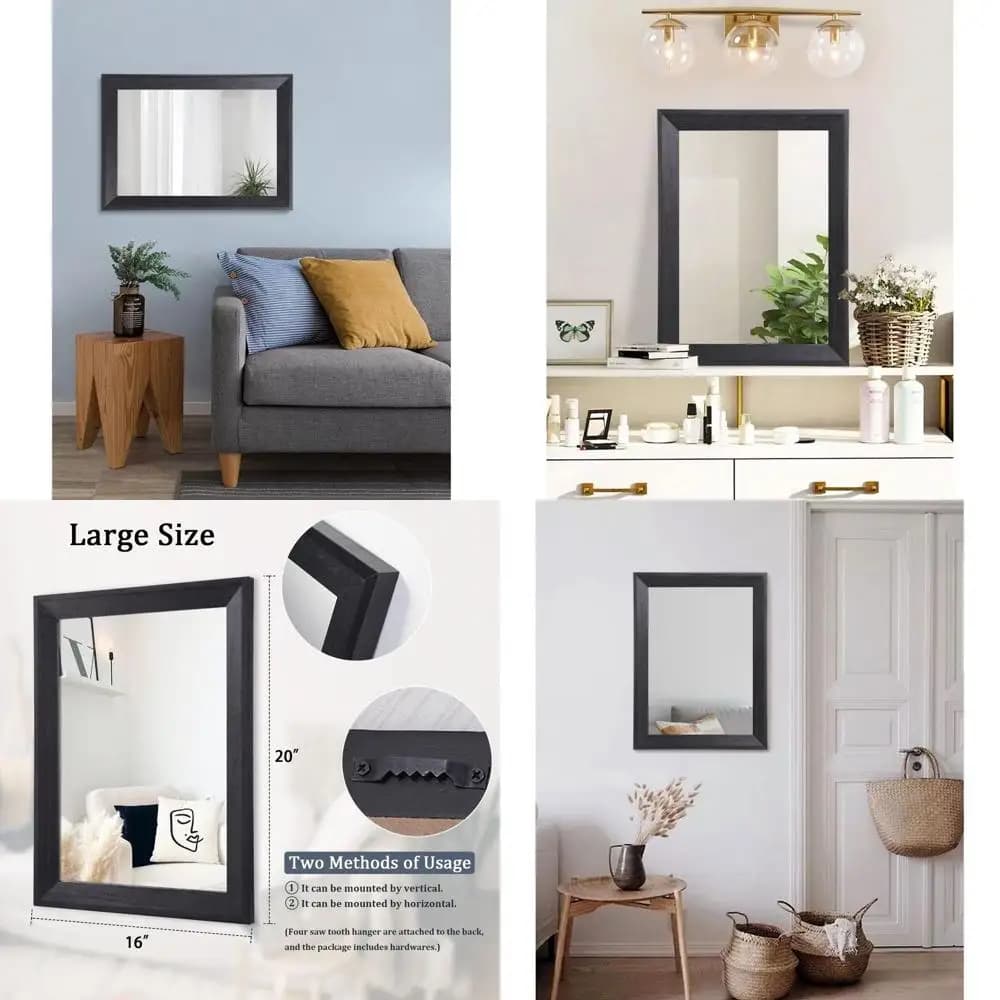 Grande Specchio da Parete Rettangolare con Cornice in Legno, 20x16, Adatto per Arredamento Casa in Camera da Letto, Bagno e Soggiorno