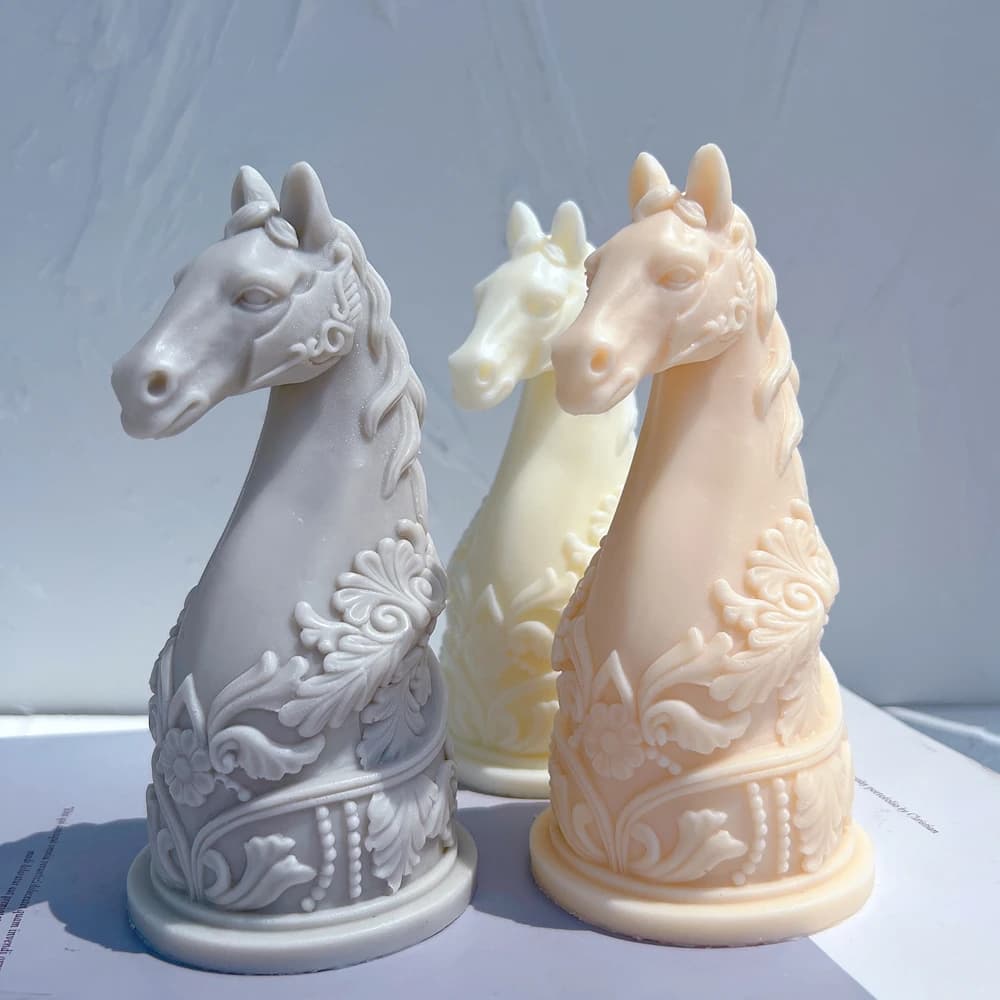Cavaliere statua candela stampo in Silicone busto equitazione scultura arte figurina animale testa di cavallo candela stampo
