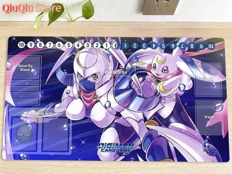 Digimon Playmat DTCG CCG Mat Dianamon & Lunamon Trading Card Tappetino da gioco Tavolo da scrivania Tappetino da gioco Tappetino per mouse Tappetino per mouse