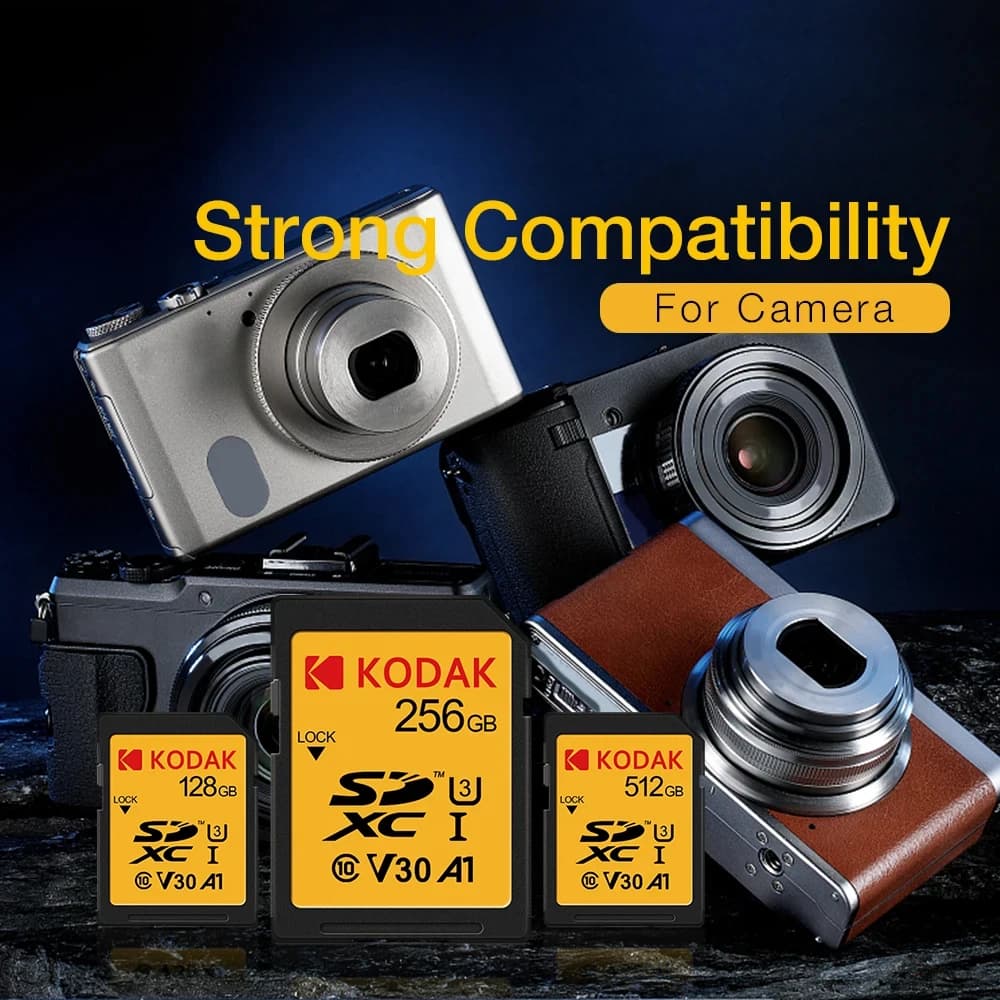 Scheda SD originale Kodak per fotocamera DSLR UHS-1 U3 V30 A1 Scheda di memoria Class10 256gb 128gb 64gb 32gb Supporto Ultra HD 4K Video SDXC