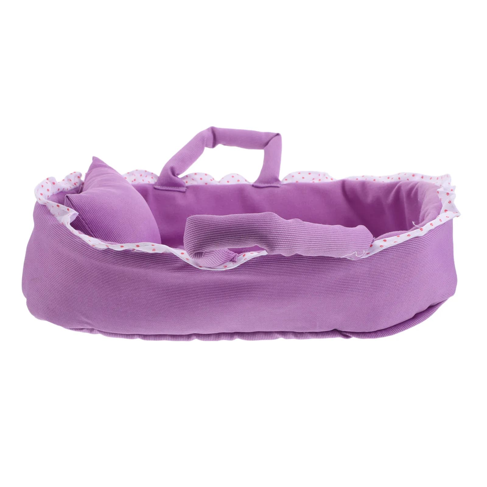 Baby Bassinet Carrier Portable Cradle Miniature Furniture Bed Handle for 35Cm Dollhouse Accessories Purple Baby Bassinet