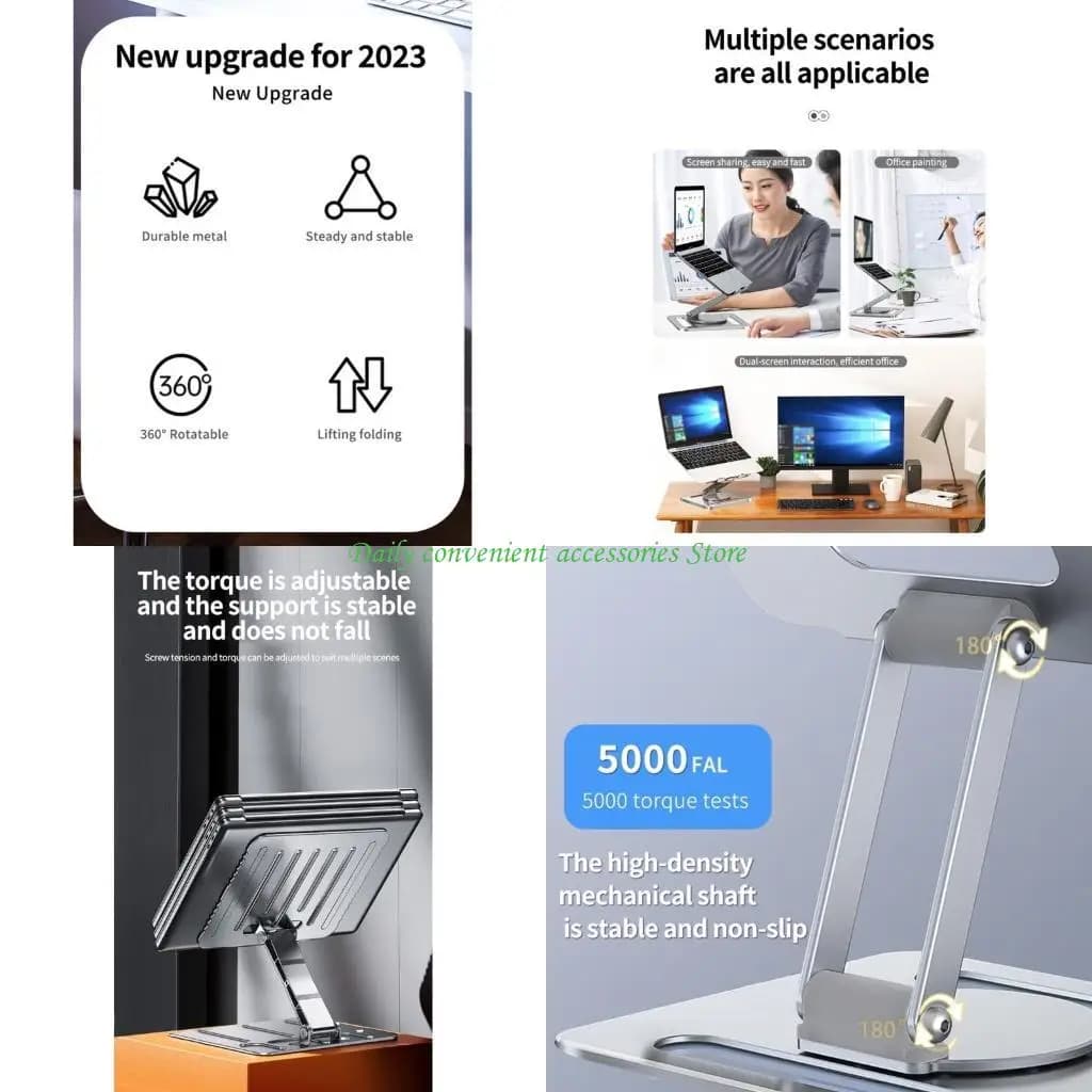 Supporto per laptop 97QB Nuovo scaffale pieghevole da tavolo in lega alluminio Girevole a 360 gradi Tavoli da disegno per