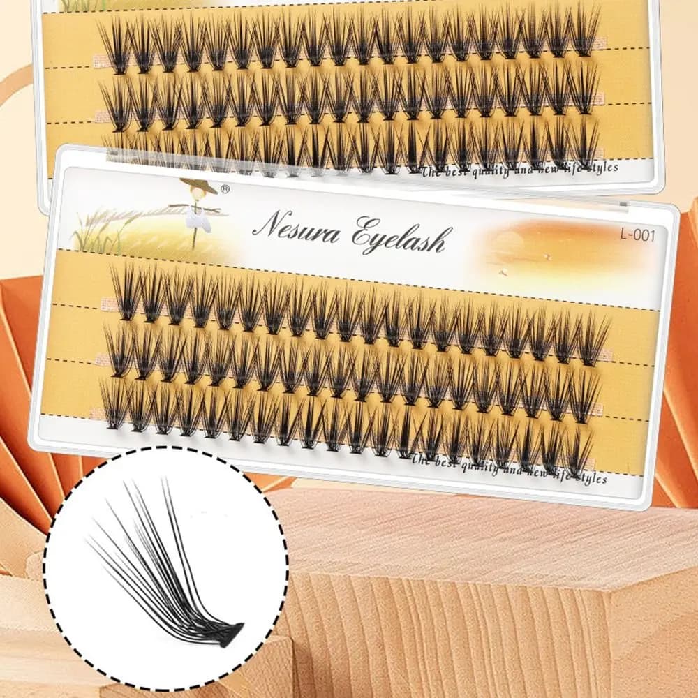 Strumenti per il Trucco: Ciglia Finte a Segmenti Curvatura L 8-15mm, Ciglia a Ciuffetti Individuali 10D/20D, Ciglia Oblique Winged Fai da Te per Donna