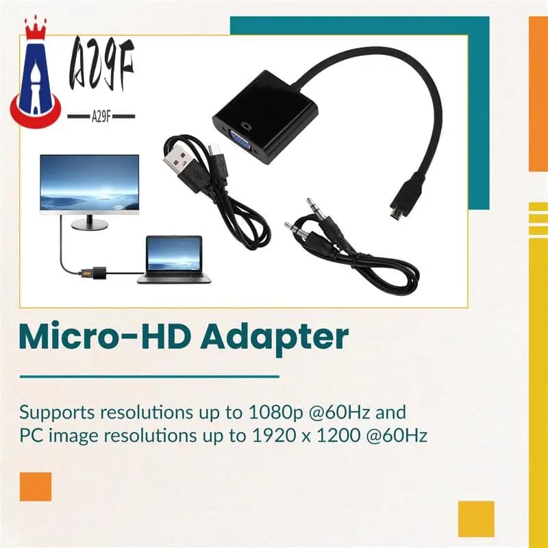 Adapter cable A29F-Micro- VGA 1080P video converter with audio jack USB power cable for camera Raspberry Pi 4