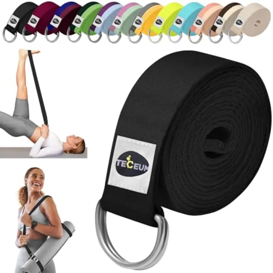 Cinghia per Yoga e Cinghia per Tappetino 2 IN 1 in Cotone, 30+ Colori, Cintura Regolabile Antiscivolo per Yoga, Pilates, Stretching, Fisioterapia, Fitness