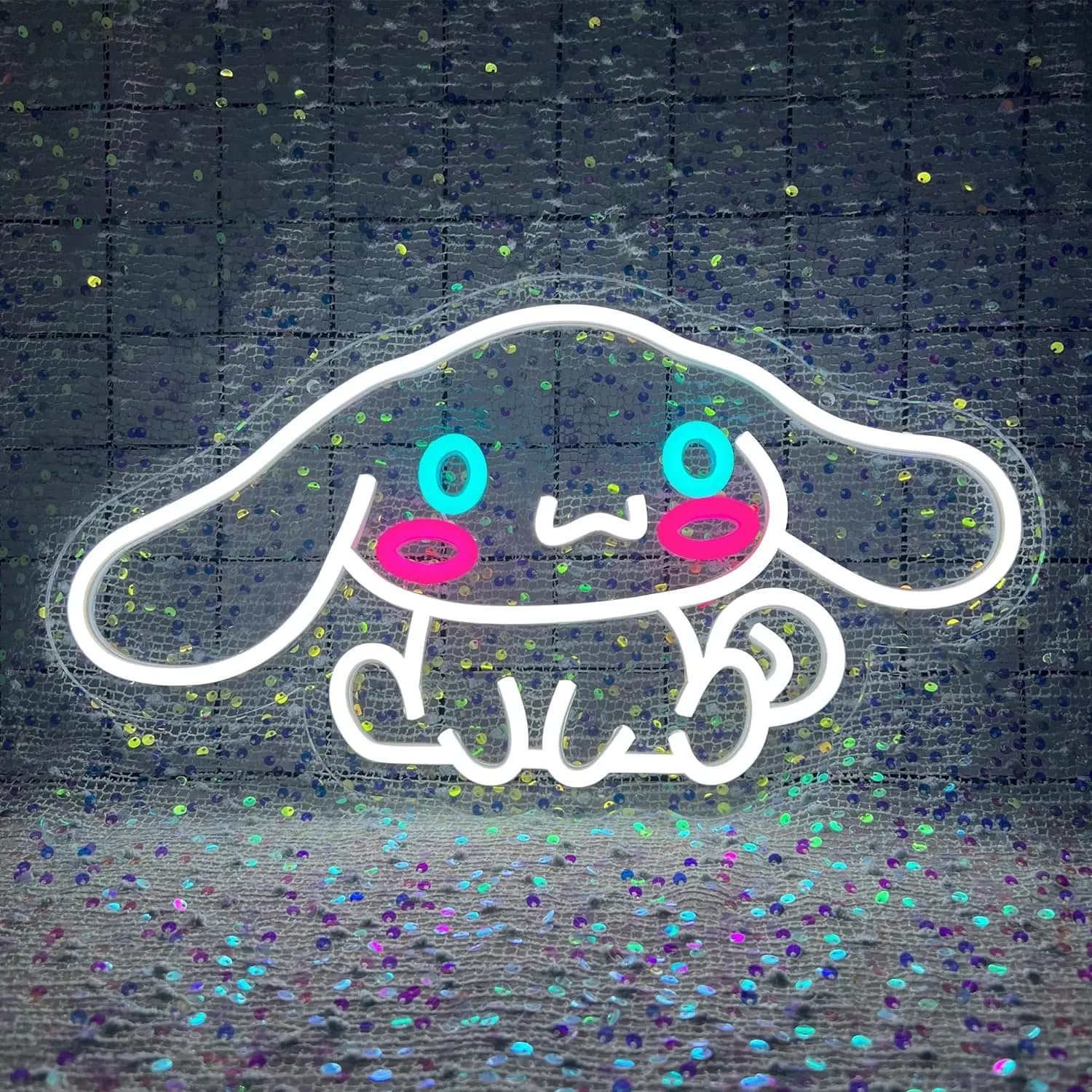 Insegna Luminosa al Neon Cinnamoroll, Luce al Neon Dimmerabile USB, Decorazione da Parete per Camera dei Bambini, Sala Giochi, Stanza a Tema Anime Sanrio, Luce Notturna Kawaii