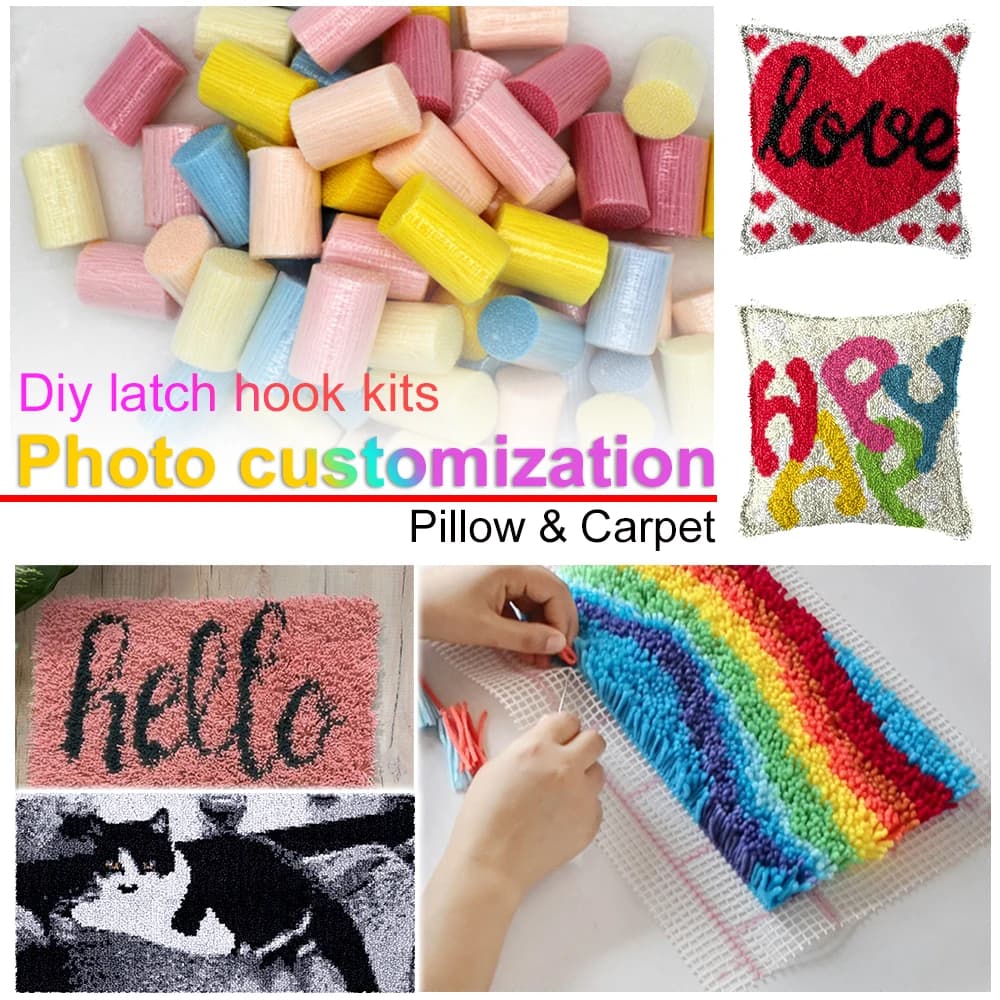 Kit gancio di chiusura cuscino fai da te tappeto personalizzazione foto ricamo set borsa smyrna Art adulto Crochet Grid hobby arazzo ricamo