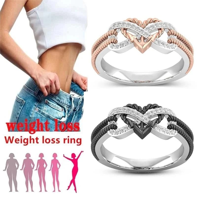 Black Rose Gold Heart Shape Rings for Women Ring for Weight Loss Ring for Magnetic Therapy Yoga Energy Valentine's Day Birthday Gift