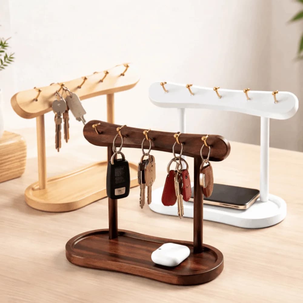 Wooden Key Storage Rack Eco-Friendly Space Saving Jewelry Display Rack Decorative Large Capacity Key Holder Box Hallway