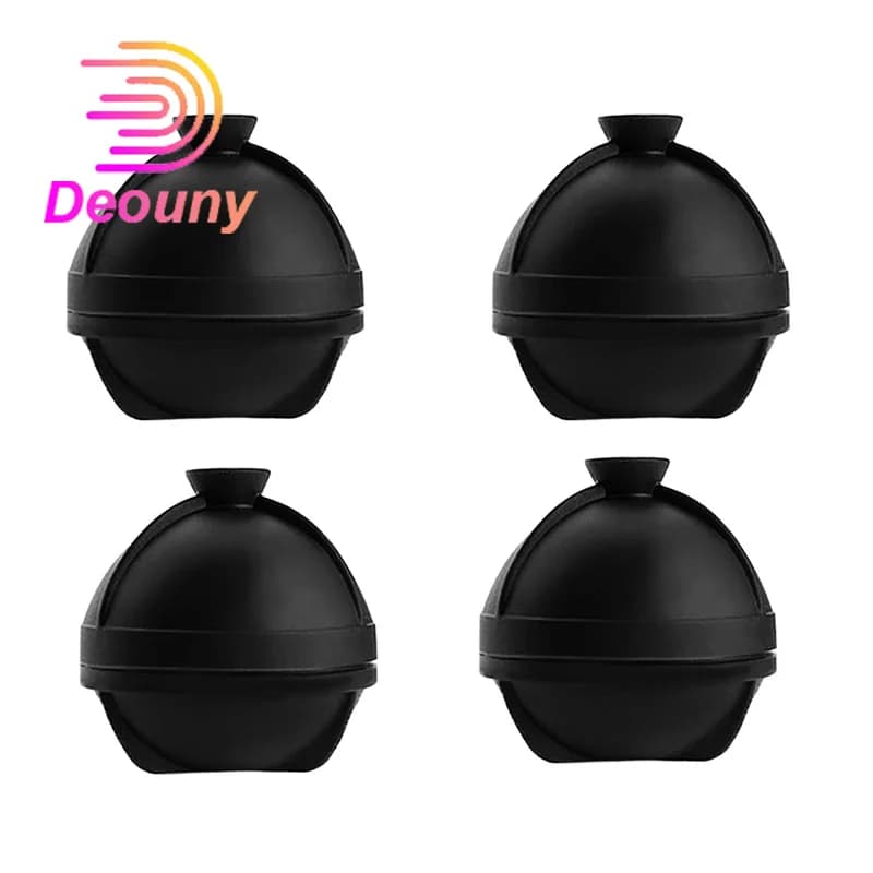 DEOUNY 4 PZ Stampo per hockey su ghiaccio congelato whisky con coperchio griglia per ghiaccio grande barra di ghiaccio rotonda sferica 6 cm senza bolle per uso domestico