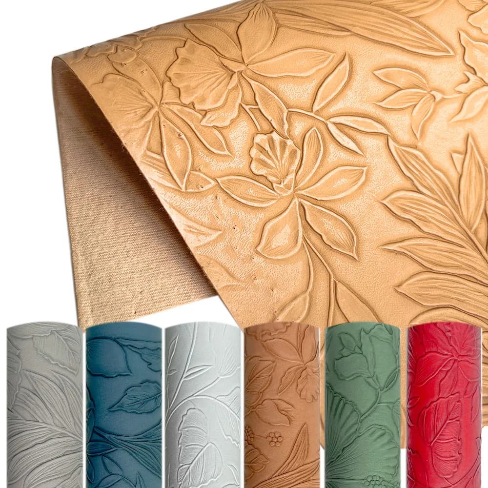 Flower Faux Leather Sheet for Earrings Purses Making 7.8" X 11.8" Embossed Textured Synthetic Fabric DIY Bow Wallet Sewing Craft
