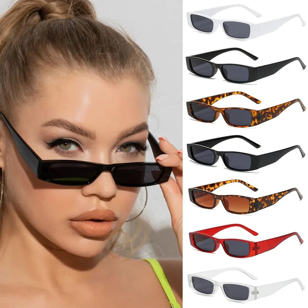 1PC Fashion Retro Small Frame Sun Glasses Small Rectangle Sunglasses Vintage Square Narrow Sunglasses Trending Eyewear UV400