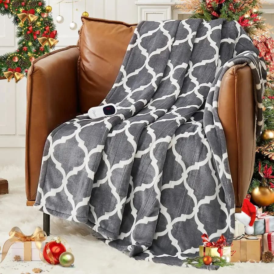 Coperta Elettrica Riscaldante 50x60 con 10 Livelli di Riscaldamento Rapido, Spegnimento Automatico Dopo 8 Ore, Morbida e Confortevole in Flanella con Protezione da Surriscaldamento