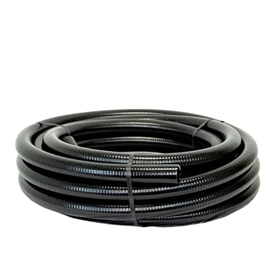 Tubo per laghetto 1,25 x 25' per irrigazione giardino, resistente ai raggi UV, nero, flessibile con parete rinforzata