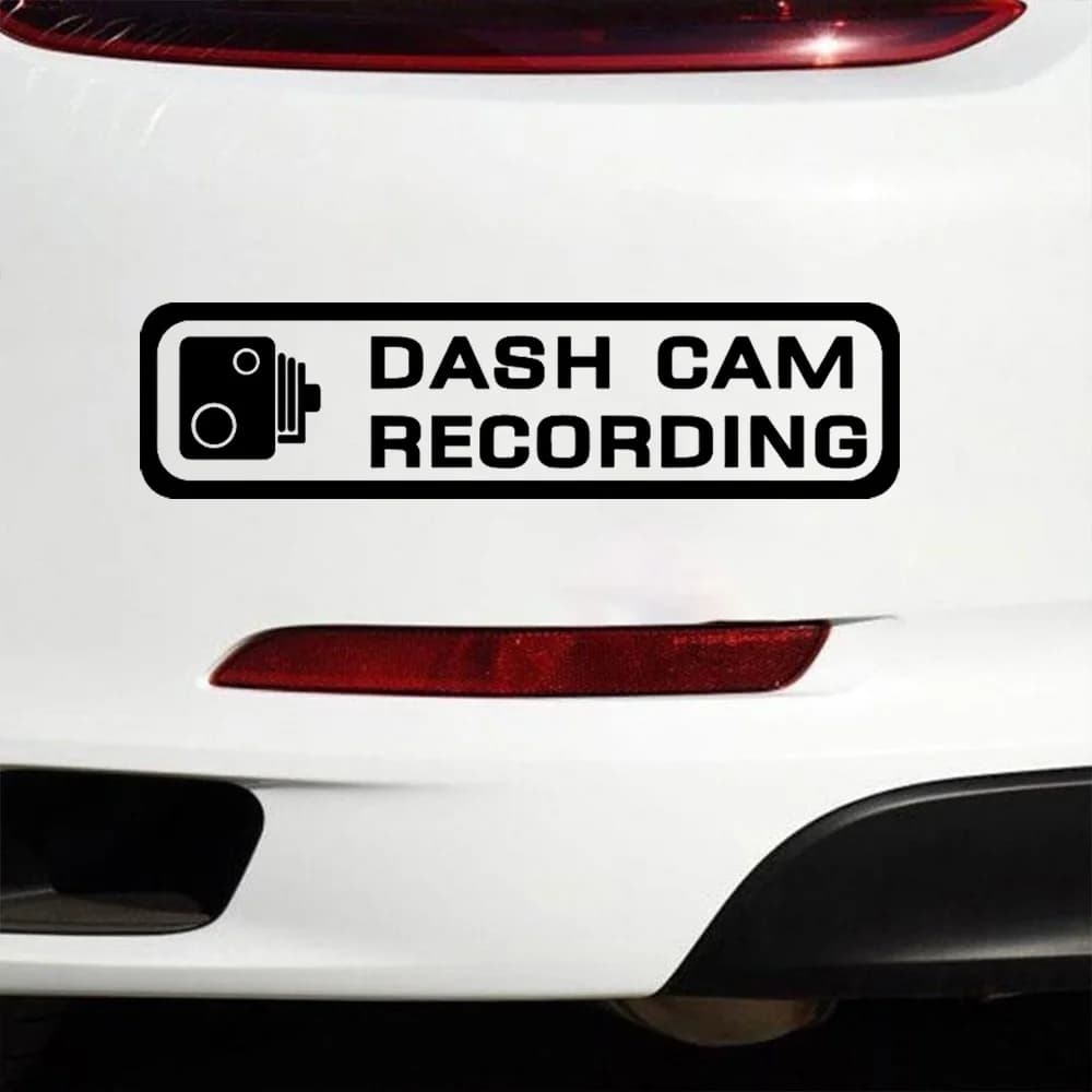 Car Stickers "DASH CAM RECORDING", waterproof vinyl decal 20x5 cm, for windows, bumpers, outdoor decorative accessories