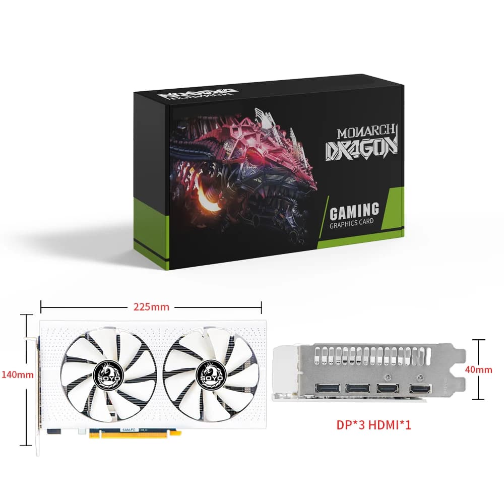 SOYO AMD Radeon RX580 Graphic Card 8 GB Memory GDDR5 2048SP 256Bit PCI-E3.0x16 GPU DP DVI for computer game video card