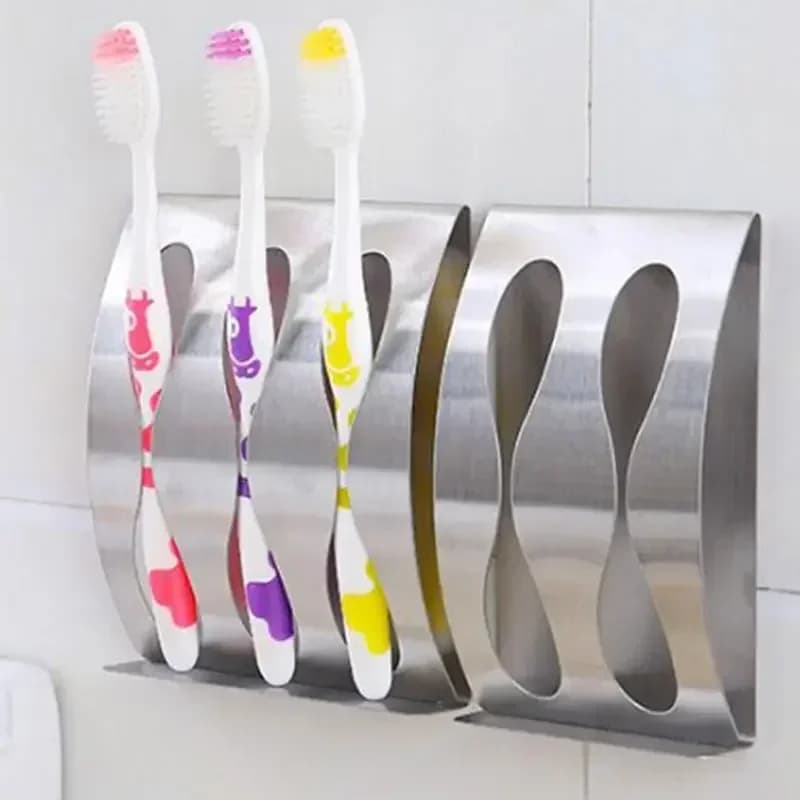 Portaspazzolino da parete con gancio 3/2, organizer autoadesivo per spazzolino, accessorio da bagno in acciaio inossidabile, 1 pezzo
