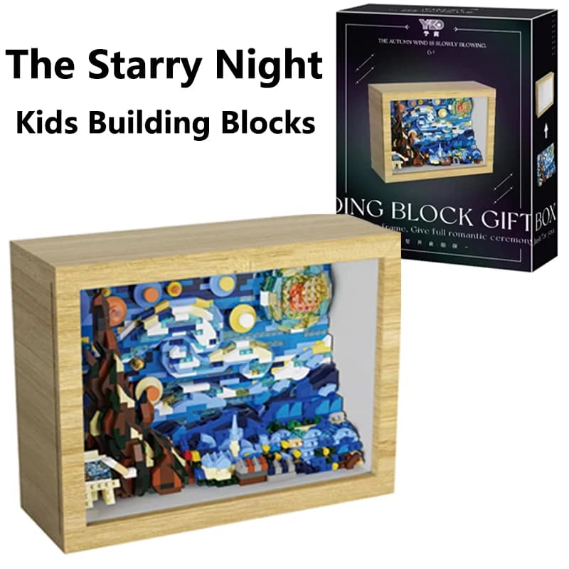 1259PCS Building Blocks La Notte Stellata Vincent Van Gogh Photo Frame Modello Giocattoli Educativi Per I Bambini Da Collezione Regalo Di Natale