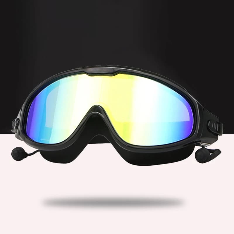 Adult Electrolytic Swimwear Waterproof Swimming Glasses With Large Frame Dive Glasses For Water Sports With Men's Ear Caps Women