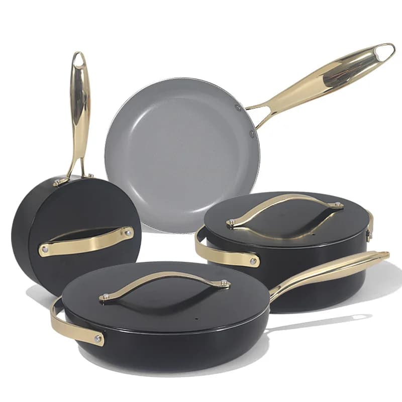 Aluminum Ceramic Nonstick Cookware Set 7-Piece Pot Pan Wok Frying Pan Saucepan Gift Set for Home Kitchen Cooking