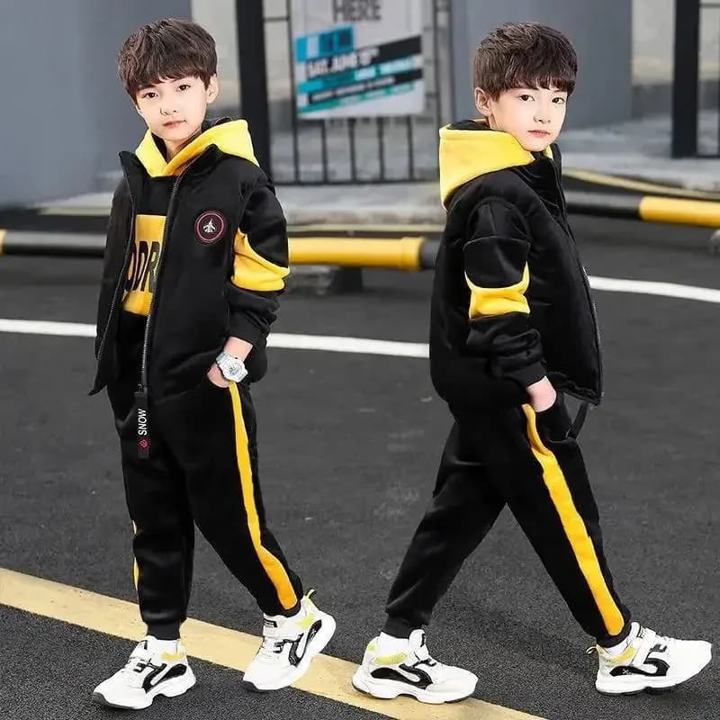 Tuta Invernale 2026 per Ragazzi, Abbigliamento Autunnale per Bambini e Adolescenti, Gilet in Velluto + Felpa con Cappuccio + Pantaloni, per Bambini dai 4 ai 12 Anni