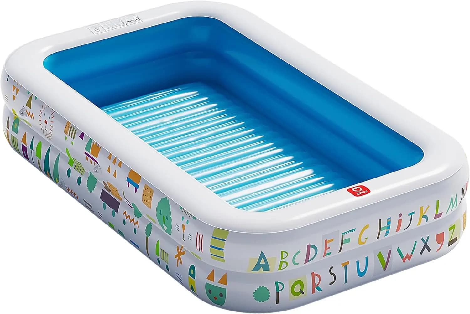 Piscina Gonfiabile per Bambini con Fondo Morbido, Alfabeto e Numeri Educativi, Resistente per Gioco all'Aperto e al Chiuso (Blu)