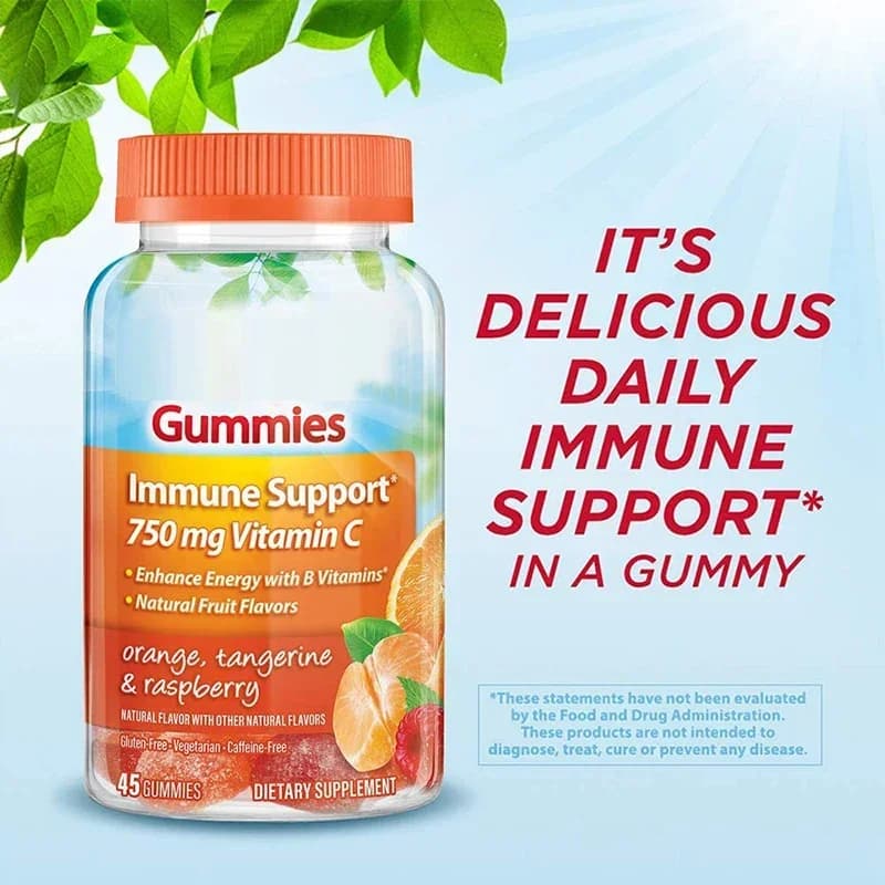 1 bottle of 750 mg soft vitamin C caramels, multivitamic immune support energy, vitamin B food supplement, healthy food