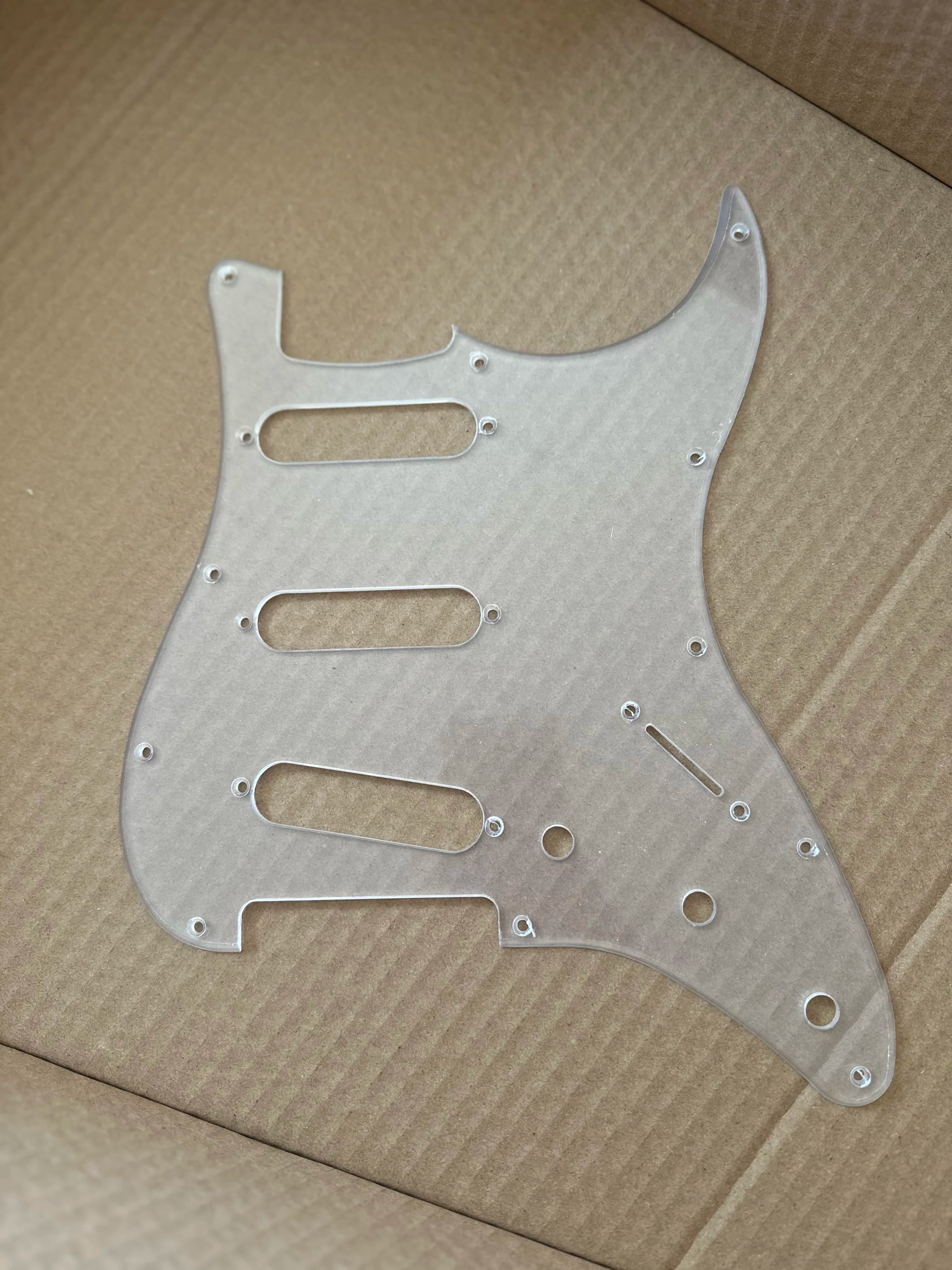 Battipenna per chitarra elettrica in acrilico trasparente per standard 11 fori 3 strati SSS St Scratch Plate Guitar Pick Guard con viti